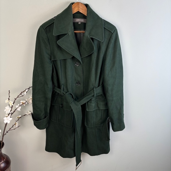 Kenneth Cole Belted Wool Trench Coat Size 14 - Picture 1 of 3